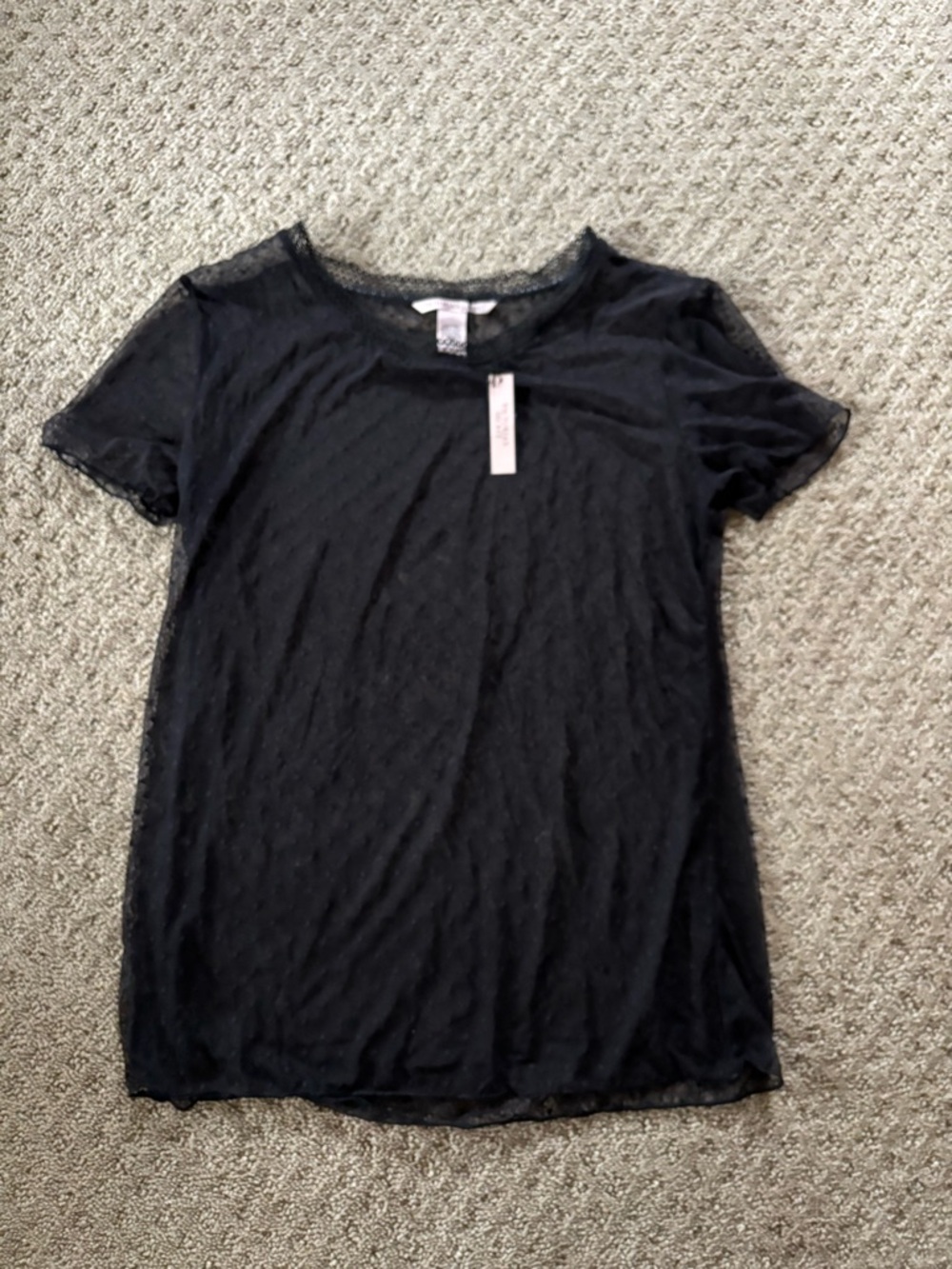 NWT Victoria’s Secret Sheer Polka Dot Blouse Black